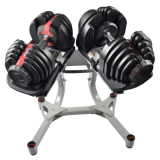 Пара регулируемых гантелей Original Fitness 40 кг на стойке