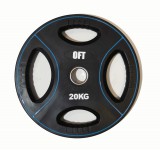 Диск олимпийский полиуретановый черный с четырьмя хватами 20 кг Original Fit.Tools ф50 мм